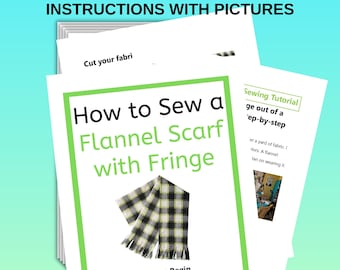 Flannel Scarf with Fringe: Sewing Tutorial (PDF Pattern)