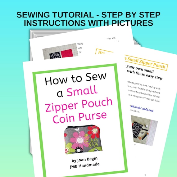 Small Zipper Pouch Sewing Tutorial: Coin Purse Pattern (PDF Pattern)