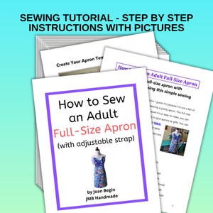 Adult Apron Sewing Pattern: Full-Size with Adjustable Strap (PDF Pattern)