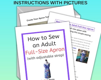 Adult Apron Sewing Pattern: Full-Size with Adjustable Strap (PDF Pattern)