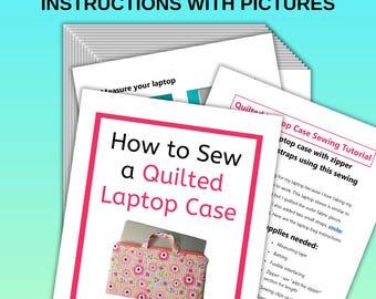 Quilted Laptop Case Sewing Pattern with Zipper (PDF)
