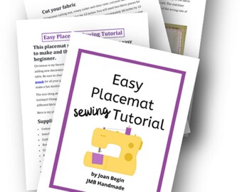 Easy Placemat Sewing Tutorial / Placemat Pattern / Sewing Printable Pattern / Placemat Sewing Pattern / Placemat Size 18"x12"