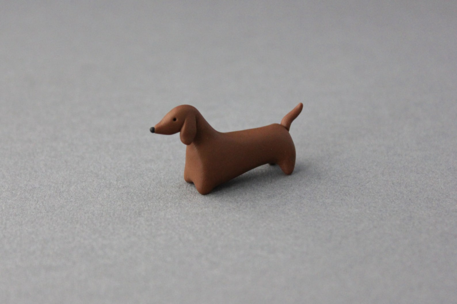 Polymer clay dog dachshund miniature figurine chocolate brown Etsy