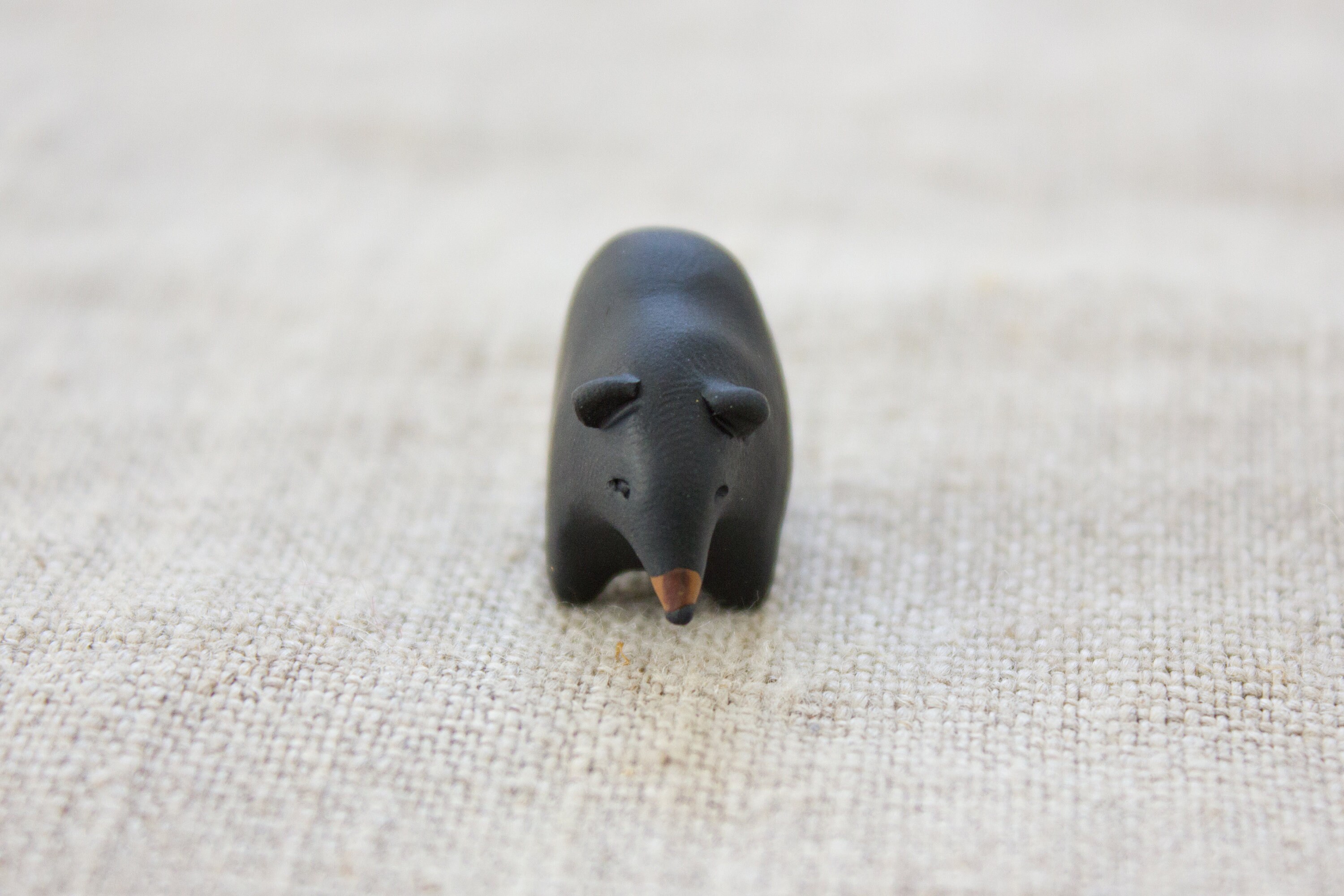 Black Bear Figurine Polymer Clay Animal Miniature Bear Etsy