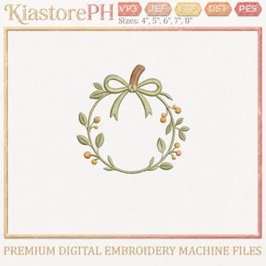 Broderipaket med höstrosé, maskinbroderidesigner med höstblommig pumpa och ekollon, digitala filer, DST PES JEF exp vp3 bild 3
