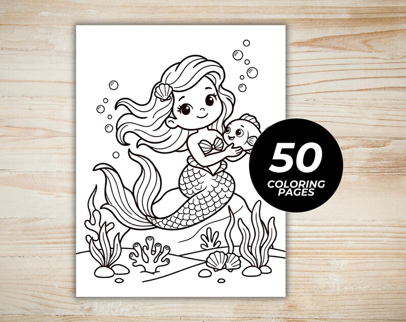 50 Mermaid Coloring Pages for Kids | Cute Mermaid Coloring Book ...