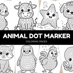 50 Animal Dot Marker Coloring Pages Printable PDF, Dab a Dot Worksheets, Bingo Dauber Activities for Toddlers, Preschool, Homeschool