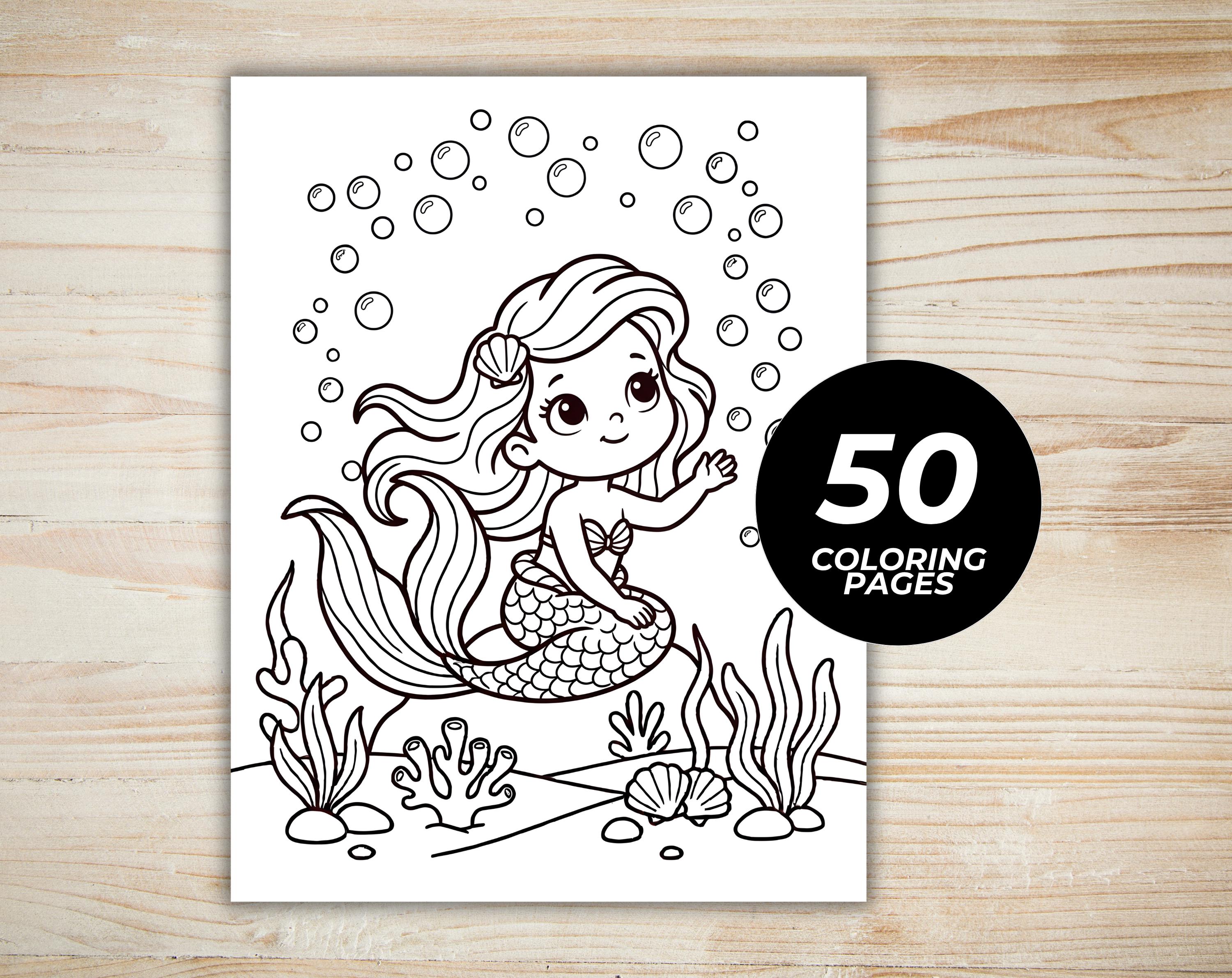 50 Mermaid Coloring Pages for Kids | Cute Mermaid Coloring Book ...