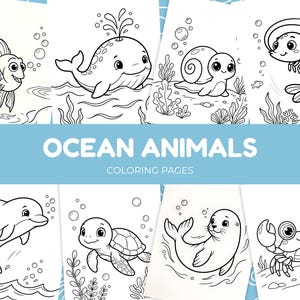 50 Ocean Animals Coloring Pages for Kids | Sea Life Coloring Book Printable | Cute Fish Dolphin Shark Coloring Sheets | Toddler Activity PDF