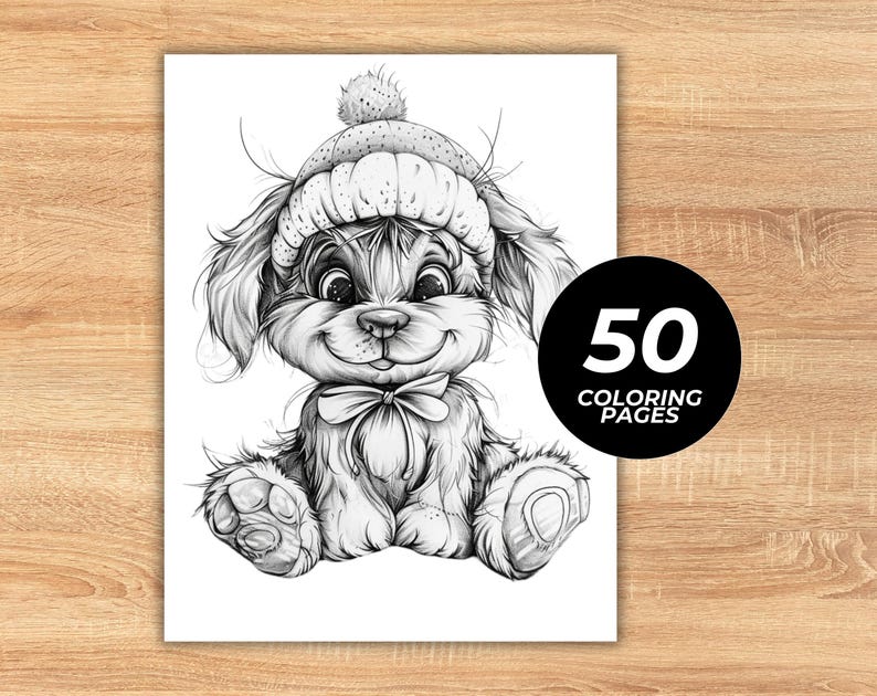 Cute animal printable coloring pages PDF with realistic grayscale illustrations of fluffy baby animals, perfect for coloring enthusiasts, teachers, parents, homeschool learning, birthday gifts, and creative activities.
