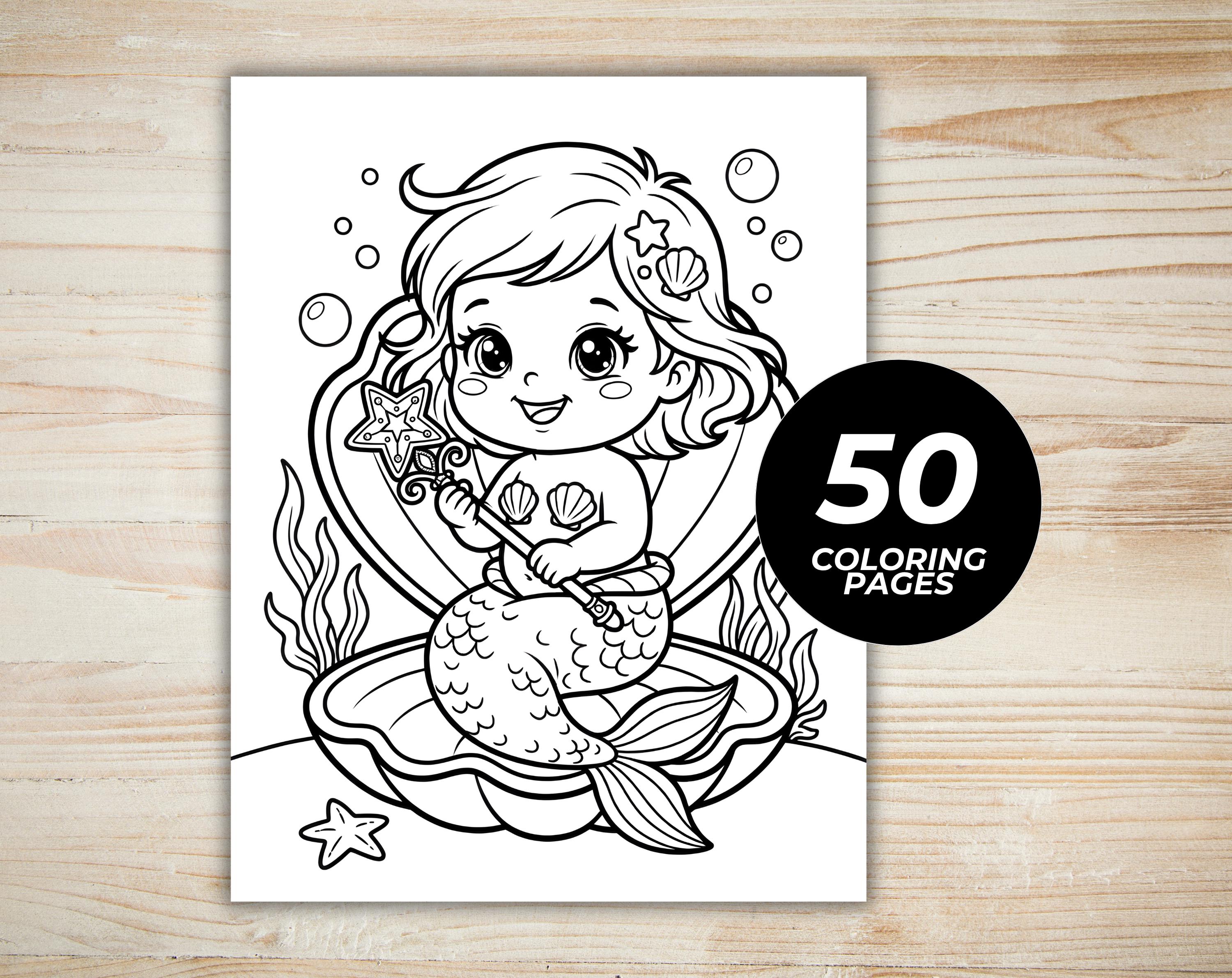 50 Mermaid Coloring Pages for Kids | Cute Mermaid Coloring Book ...