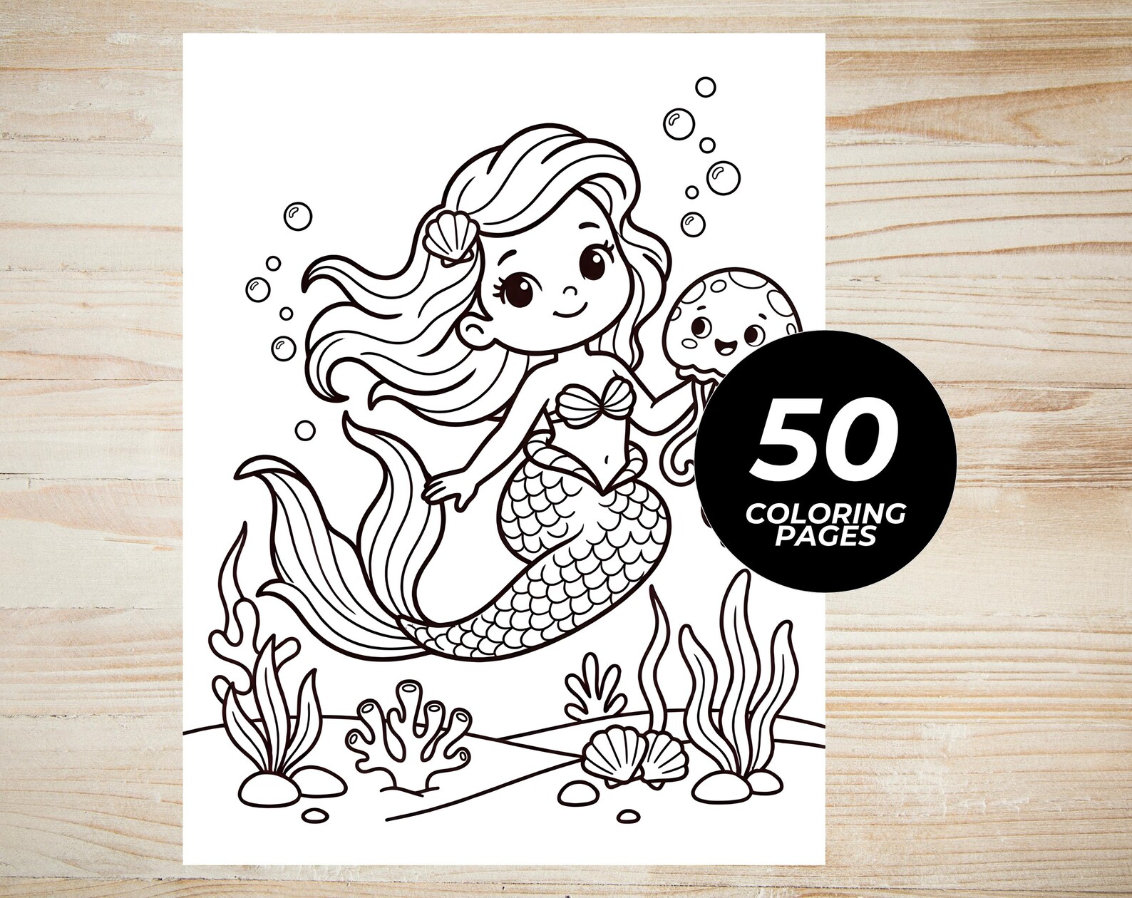 50 Mermaid Coloring Pages for Kids | Cute Mermaid Coloring Book ...