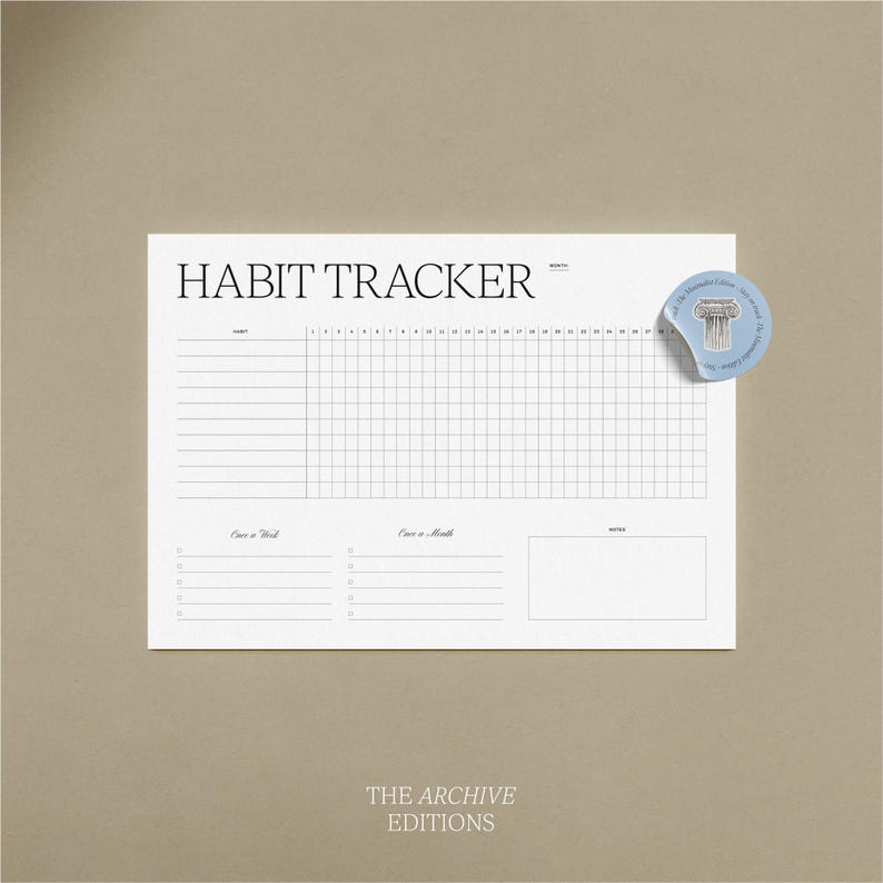 Minimalist Habit Tracker Printable PDF | Monthly Goal Routine Planner ...