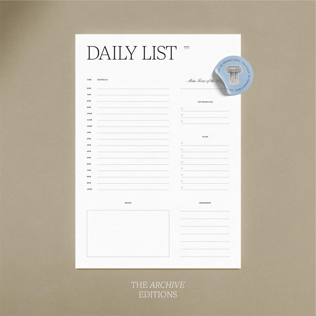 Daily List Printable Planner | Productivity To-do Planner PDF | Digital ...