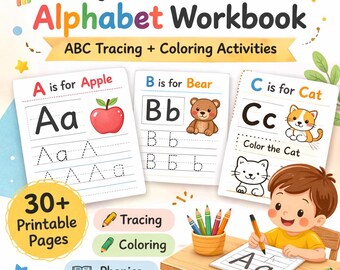 Montessori Alphabet Workbook Printable | ABC Tracing Worksheets for Preschool | Montessori Phonics Activities