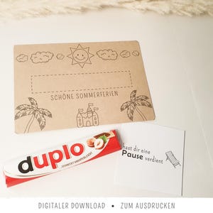 Duplo-Banderolen-Karte: Sommerferien | Du hast dir eine Pause verdient | Kleine Aufmerksamkeit für Schüler & Lehrer zum Schuljahresende