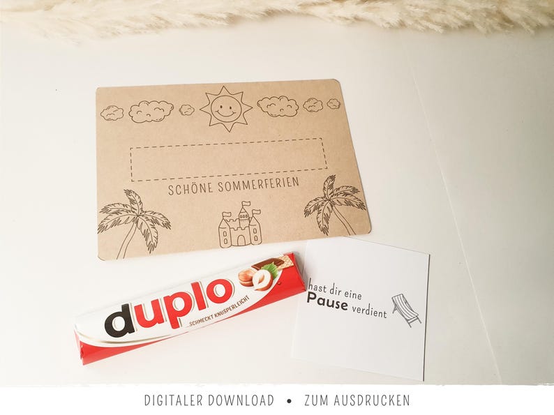 Duplo-Banderolen-Karte: Sommerferien | Du hast dir eine Pause verdient | Kleine Aufmerksamkeit für Schüler & Lehrer zum Schuljahresende