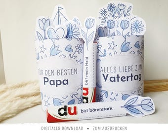 Envoltorios imprimibles de Duplo para papá en azul | Regalo para el Día del Padre | Regalo DIY | Regalo de última hora para el Día del Padre | 28 cumplidos