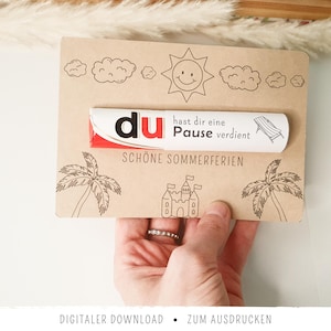 Duplo-Banderolen-Karte: Sommerferien | Du hast dir eine Pause verdient | Kleine Aufmerksamkeit für Schüler & Lehrer zum Schuljahresende