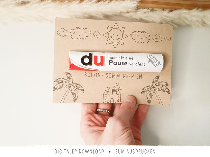 Duplo-Banderolen-Karte: Sommerferien | Du hast dir eine Pause verdient | Kleine Aufmerksamkeit für Schüler & Lehrer zum Schuljahresende
