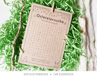 Ostereiersuche | Suchsel zum Ausdrucken | Oster-Rätsel für Kinder & Erwachsene | Spiel fürs Osternest | Kleinigkeit fürs Osternest