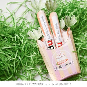 Oster Duplo Banderolen mit Pommes Schachtel | „Du … volle Möhre“ Sprüche | DIY Geschenkidee | Digitaler Download zum Ausdrucken