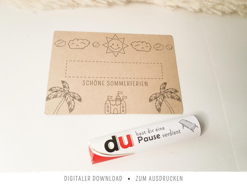 Duplo-Banderolen-Karte: Sommerferien | Du hast dir eine Pause verdient | Kleine Aufmerksamkeit für Schüler & Lehrer zum Schuljahresende