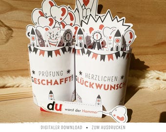Duplo-Banderolen-Set zur bestandenen Prüfung mit 28 Komplimenten | Abi, Abschluss, Prüfung | DIY-Geschenkidee zum Ausdrucken