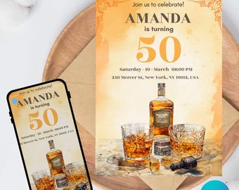 50th Birthday Party Invitation Template, Editable Canva Design (5x7), Digital Download.