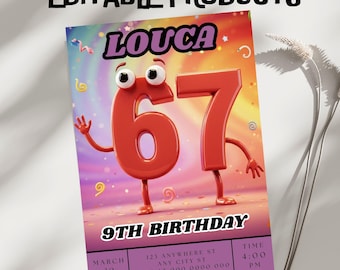6-7 Birthday Party Invitation Template, Editable Canva Design (5x7),Digital Download.