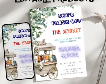 Bridal Shower Party Invitation Template, Editable Canva Design (5x7), Digital Download.