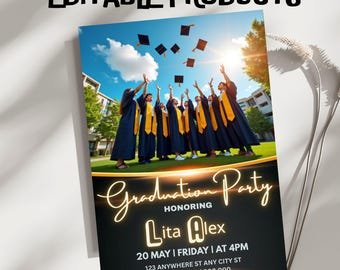 Graduation Invitation Template | Class of 2026 Editable Invite | Instant Download Canva Template.