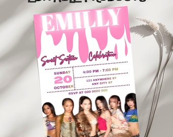 editable and printable Katseye Birthday Party Card Invitation Template (5x7) Digital downloadable Product