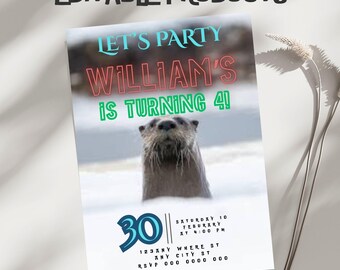 Editable Otter Birthday Invitation | Woodland Animal Party Template (Digital Download)