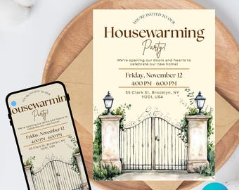 Housewarming Party Invitation Template, Editable Canva Design (5x7), Digital Download.