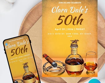 50th Birthday Party Invitation Template, Editable Canva Design (5x7), Digital Download.