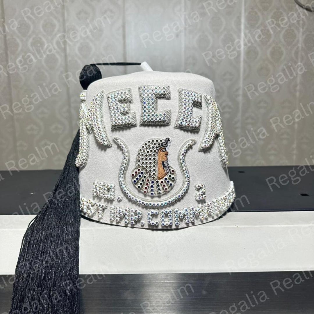 Mecca Court DOI Pure White Fez Hand Embroidered, Custom Daughters of ...