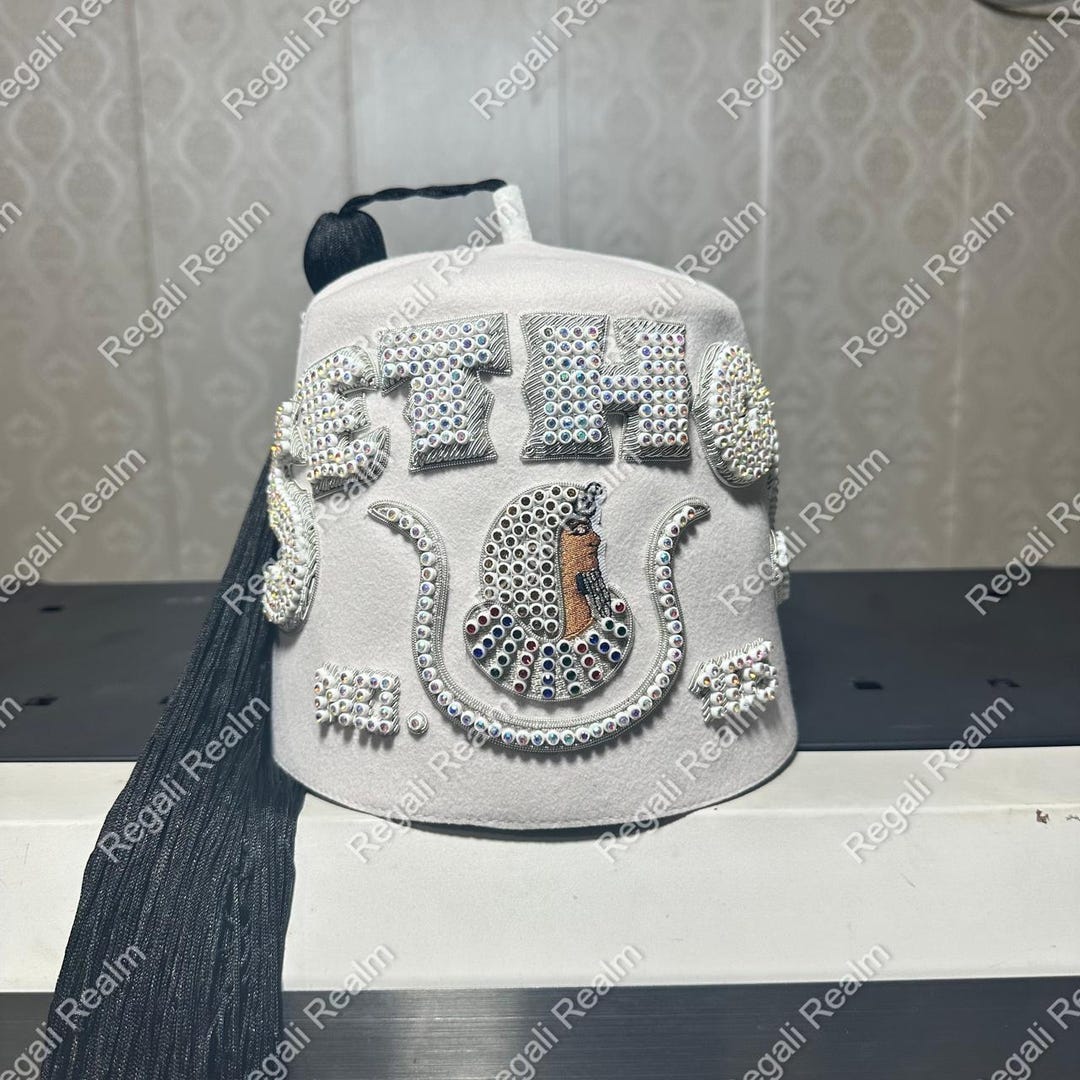 Personalized DOI Fez Hat Sethos Court, White Isis Fez for Women, Custom ...