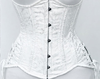 Corsetto con stecche in acciaio in broccato bianco / Shapewear sottoseno