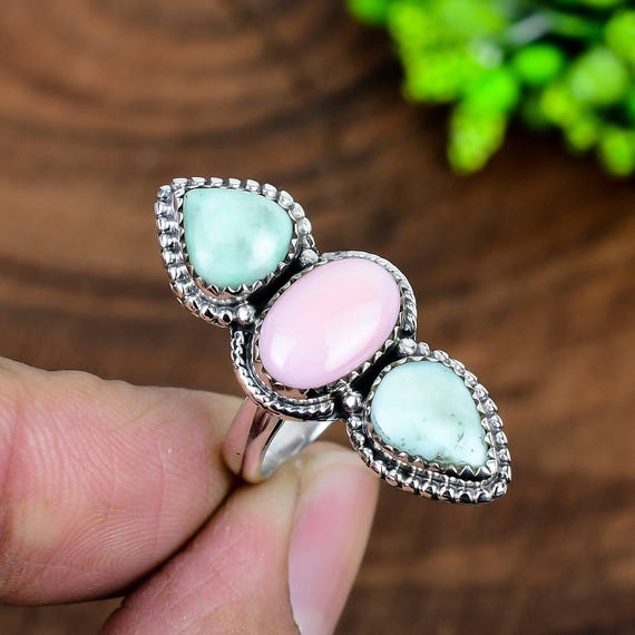 Palomino Turquoise Pink Conch 925 Sterling Silver Ring