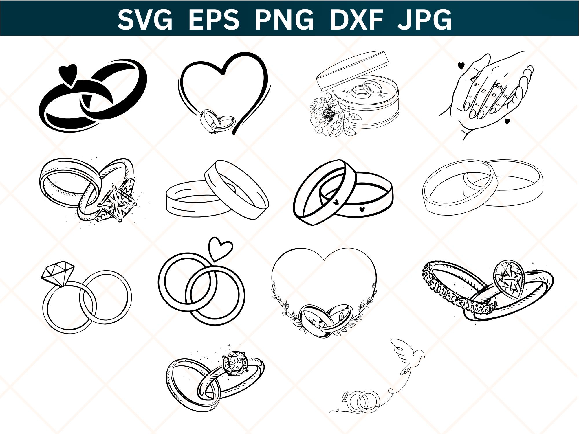 Wedding Ring SVG Bundle, Diamond, Engagement Vector Files (digital ...