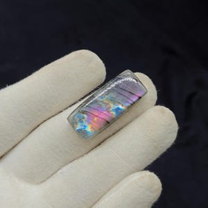 Labradorite Cabochon Rectangle Natural Flashy, High Quality Gemstone Loose Cabochons for Jewelry Making Blue Fire Stone. Size 41x20mm, 33 CT