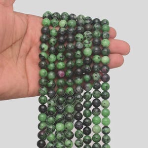 Ruby Zoisite Gemstone Round Beads Strands, Smooth Round Balls Cross Drilled Natural Strands. Length 15", Size - 6,8,10mm