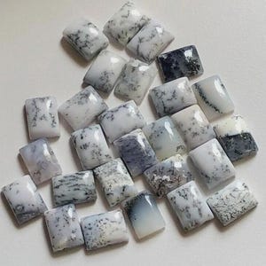 Natural Dendrite Opal Rectangle & Baguette Cabochon Semi Precious Calibrated Loose Flatback Gemstones. Size 5x7mm to 18x25mm