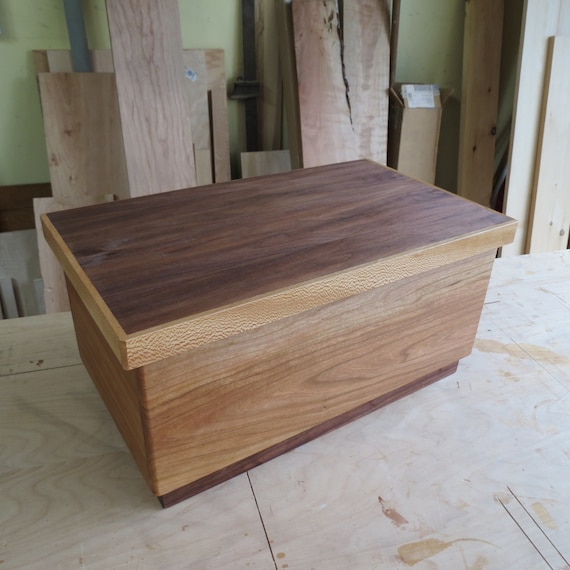 Large Wooden Keepsake Box With Lid From Cherry Walnut and