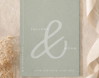 Save the Date Karte Hochzeit digital personalisierbar, modernes minimalistisches Design, Hochzeitskarte zum Selbstversenden, Editable Invite