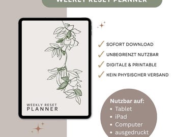 Weekly Reset Planner Printable | Weekly Planner PDF | Structure & Clarity | Sunday Reset Routine | Productivity Planner | Planner Template