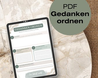 Organize your thoughts | Stop racing thoughts | Self-help worksheet PDF | Reduce stress & overthinking | Mindfulness