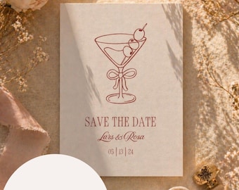 Editable Save the Date Template minimalistisch Cocktail | Digitale Hochzeitskarte personalisiert | Instant Download Wedding