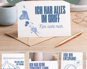 Funny Postcard Set | Cheeky Sayings & Self-Irony | Humor Card Bundle | Printable Postcards | Gift for Girlfriend | Digital Download